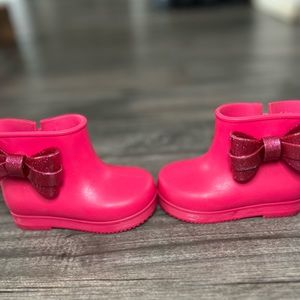 Mini Melissa Pink Glitter Sparkle Bow Sugar Rain Boots